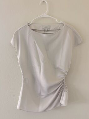 Banana Republic White Ruched Side Blouse NWT Minimalist Short Sleeve Top